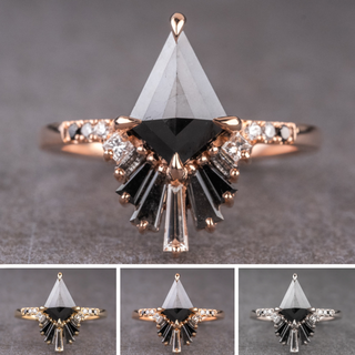 2.04 Carat Black Kite Diamond Engagement Ring, Ombre Wren Setting