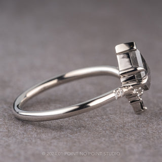 .75 Carat Salt and Pepper Kite Diamond Engagement Ring, Ombre Flora Setting, Platinum