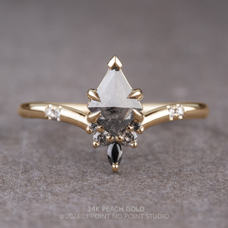 1.14 Carat Black Speckled Kite Diamond Engagement Ring, Ombre Flora Setting