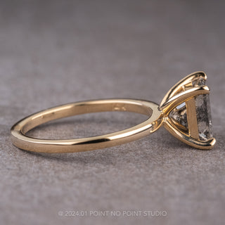 2.04 Carat Black Speckled Princess Cut Diamond Engagement Ring, Tulip Jane Setting, 14k Yellow Gold