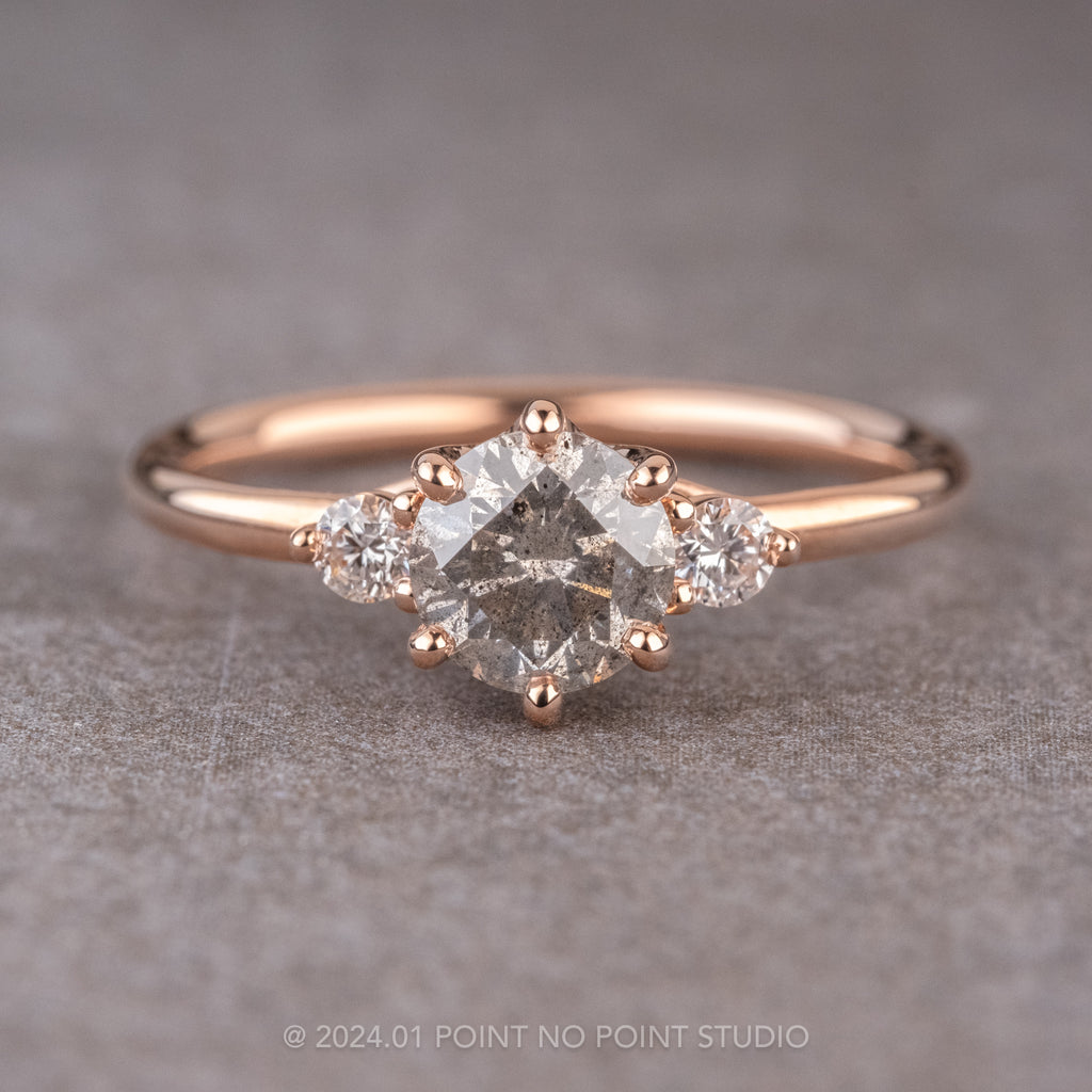 Salt and Pepper Diamond Engagement Ring, Point No Point Studio