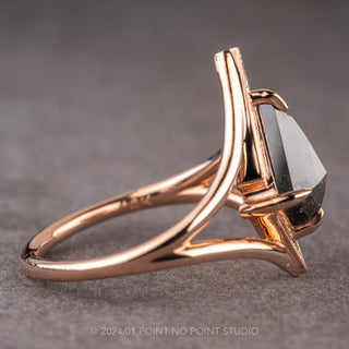 2.11 Carat Black Speckled Kite Diamond Engagement Ring, Arwen Setting, 14K Rose Gold
