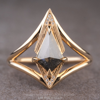 1.70 Carat Black Speckled Kite Diamond Engagement Ring, Arwen Setting