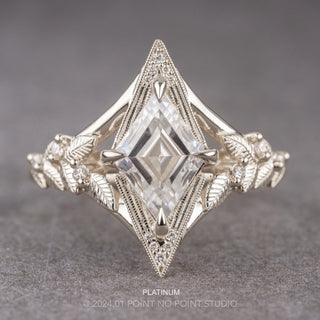 1.57 Carat Lozenge Moissanite and Diamond Engagement Ring, Thistle Setting
