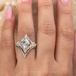 1.57 Carat Lozenge Moissanite and Diamond Engagement Ring, Thistle Setting, Platinum