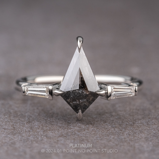 1.24 Carat Black Speckled Kite Diamond Engagement Ring, Betty Setting