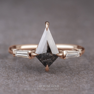 1.24 Carat Black Speckled Kite Diamond Engagement Ring, Betty Setting