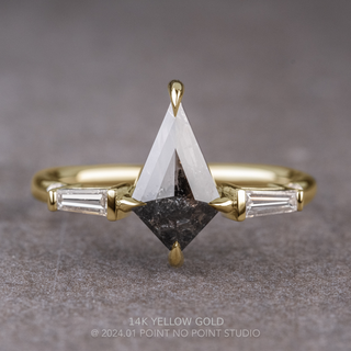 1.24 Carat Black Speckled Kite Diamond Engagement Ring, Betty Setting