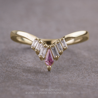 Violet Wedding Ring, Kite Alexandrite and Diamond Wedding Band
