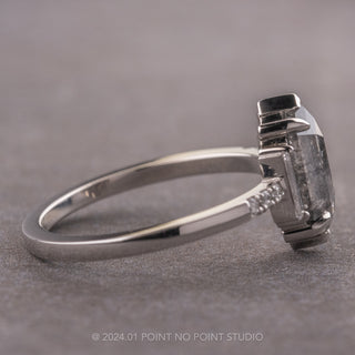 1.68 Carat Salt and Pepper Hexagon Diamond Engagement Ring, Eliza Setting, Platinum