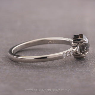 1.14 Carat Salt and Pepper Hexagon Diamond Engagement Ring, Eliza Setting, 14k White Gold
