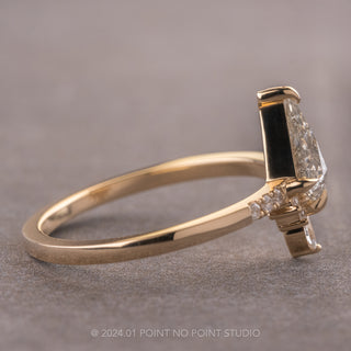 .51 Carat Salt and Pepper Kite Diamond Engagement Ring, Avaline Setting, 14K Yellow Gold