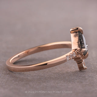 1.08 Carat Salt and Pepper Kite Diamond Engagement Ring, Avaline Setting, 14K Rose Gold