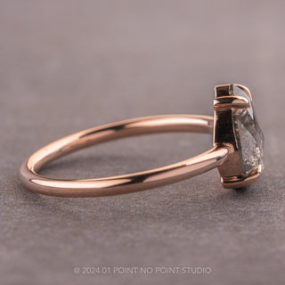 1.85 Carat Salt and Pepper Pear Diamond Engagement Ring, Jane Setting, 14k Rose Gold