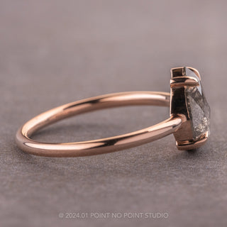 1.89 Carat Salt and Pepper Pear Diamond Engagement Ring, Jane Setting, 14k Rose Gold