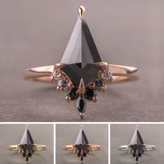 1.33 Carat Black Kite Diamond Engagement Ring, Ombre Ava Setting