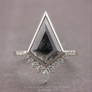 1.93 Carat Black Kite Diamond Engagement Ring, Bezel Avaline Setting
