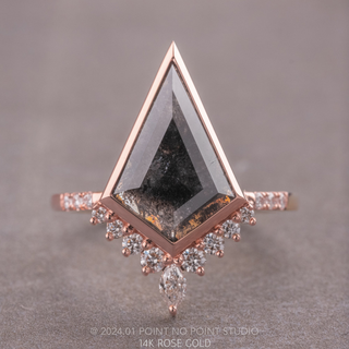 1.93 Carat Black Kite Diamond Engagement Ring, Bezel Avaline Setting