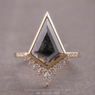 1.93 Carat Black Kite Diamond Engagement Ring, Bezel Avaline Setting