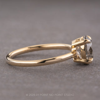 1.71 Carat Salt and Pepper Oval Diamond Engagement Ring, Basket Jane Setting, 14K Yellow Gold