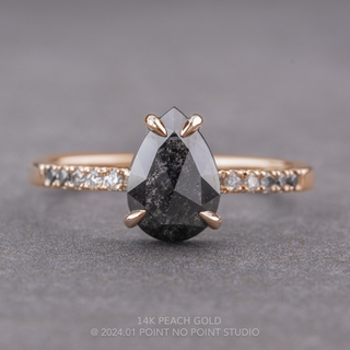 1.36 Carat Black Pear Diamond Engagement Ring, Ombre Jules Setting