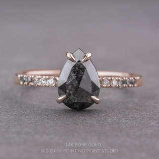 1.36 Carat Black Pear Diamond Engagement Ring, Ombre Jules Setting
