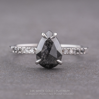 1.36 Carat Black Pear Diamond Engagement Ring, Ombre Jules Setting