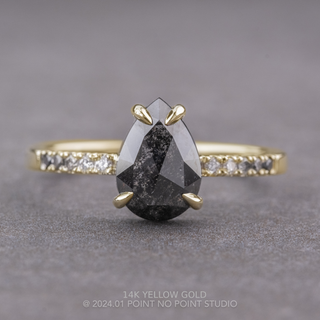 1.36 Carat Black Pear Diamond Engagement Ring, Ombre Jules Setting