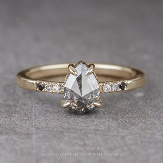 1.03 Carat Black Salt and Pepper Pear Diamond Engagement Ring, Ombre Jules Setting