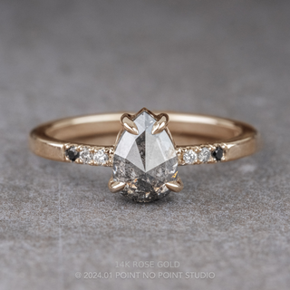 1.03 Carat Black Salt and Pepper Pear Diamond Engagement Ring, Ombre Jules Setting