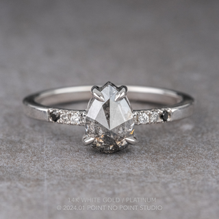 1.03 Carat Black Salt and Pepper Pear Diamond Engagement Ring, Ombre Jules Setting