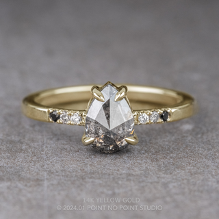 1.03 Carat Black Salt and Pepper Pear Diamond Engagement Ring, Ombre Jules Setting