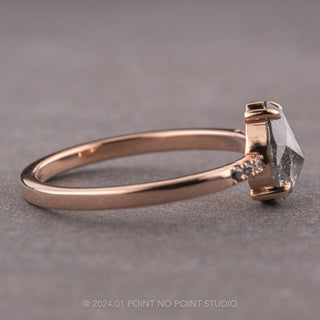 1.23 Carat Salt and Pepper Pear Diamond Engagement Ring, Ombre Jules Setting, 14K Rose Gold