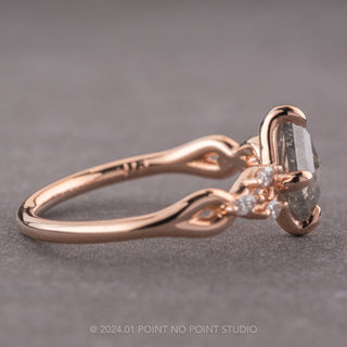 1.09 Carat Salt and Pepper Lozenge Diamond Engagement Ring, Winona Setting, 14K Rose Gold