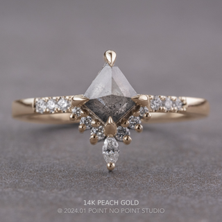 .75 Carat Salt and Pepper Kite Diamond Engagement Ring, Avaline Setting