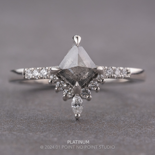.75 Carat Salt and Pepper Kite Diamond Engagement Ring, Avaline Setting
