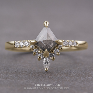 .75 Carat Salt and Pepper Kite Diamond Engagement Ring, Avaline Setting