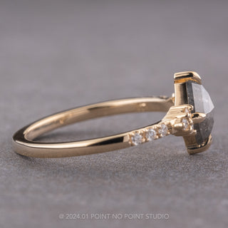 .88 Carat Black Speckled Lozenge Diamond Engagement Ring, Quincy Setting, 14K Yellow Gold