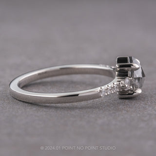 .98 Carat Salt and Pepper Pear Diamond Engagement Ring, Eliza Setting, 14k White Gold