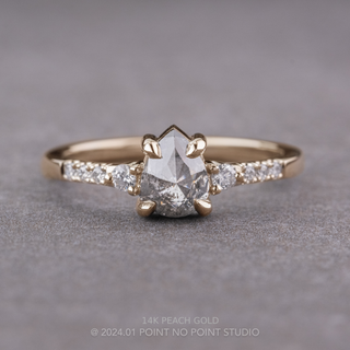 .93 Carat Salt and Pepper Pear Diamond Engagement Ring, Eliza Setting