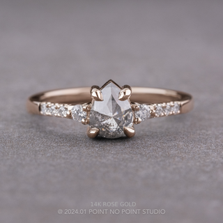 .93 Carat Salt and Pepper Pear Diamond Engagement Ring, Eliza Setting