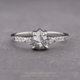 .93 Carat Salt and Pepper Pear Diamond Engagement Ring, Eliza Setting
