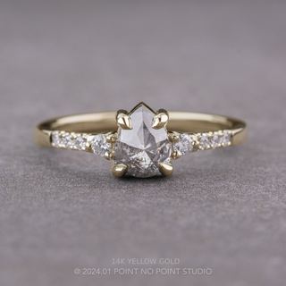 .93 Carat Salt and Pepper Pear Diamond Engagement Ring, Eliza Setting