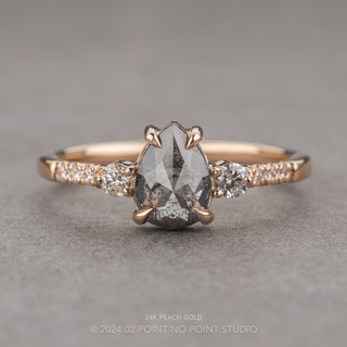 1.60 Carat Black Salt and Pepper Pear Diamond Engagement Ring, Eliza Setting