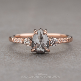 1.60 Carat Black Salt and Pepper Pear Diamond Engagement Ring, Eliza Setting