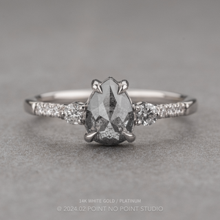 1.60 Carat Black Salt and Pepper Pear Diamond Engagement Ring, Eliza Setting