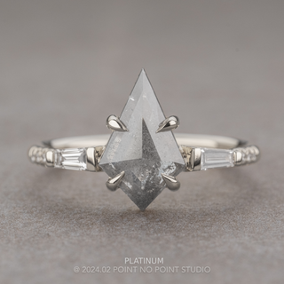 2.89 Carat Salt and Pepper Kite Diamond Engagement Ring, Eliza Setting