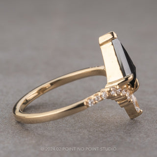 1.91 Carat Black Kite Diamond Engagement Ring, Willa Setting, 14K Yellow Gold