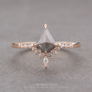 1.23 Carat Black Speckled Kite Diamond Engagement Ring, Avaline Setting