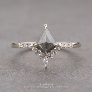 1.23 Carat Black Speckled Kite Diamond Engagement Ring, Avaline Setting
